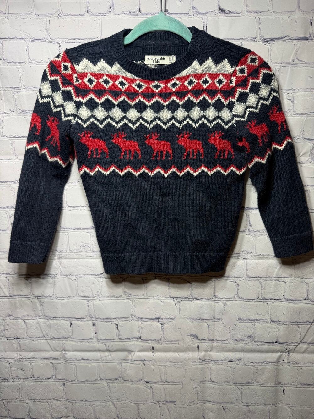 Abercrombie Kids Fair Isle Holiday Sweater Sz 5/6 Casual Fisherman